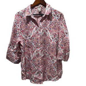 Chico’s Paisley Print  blouse size 2P GUC..